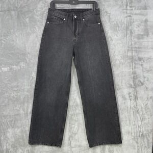 H&M & Denim Wide Leg Baggy Jeans Women's Size 4 Black Loose Fit Mid Waist